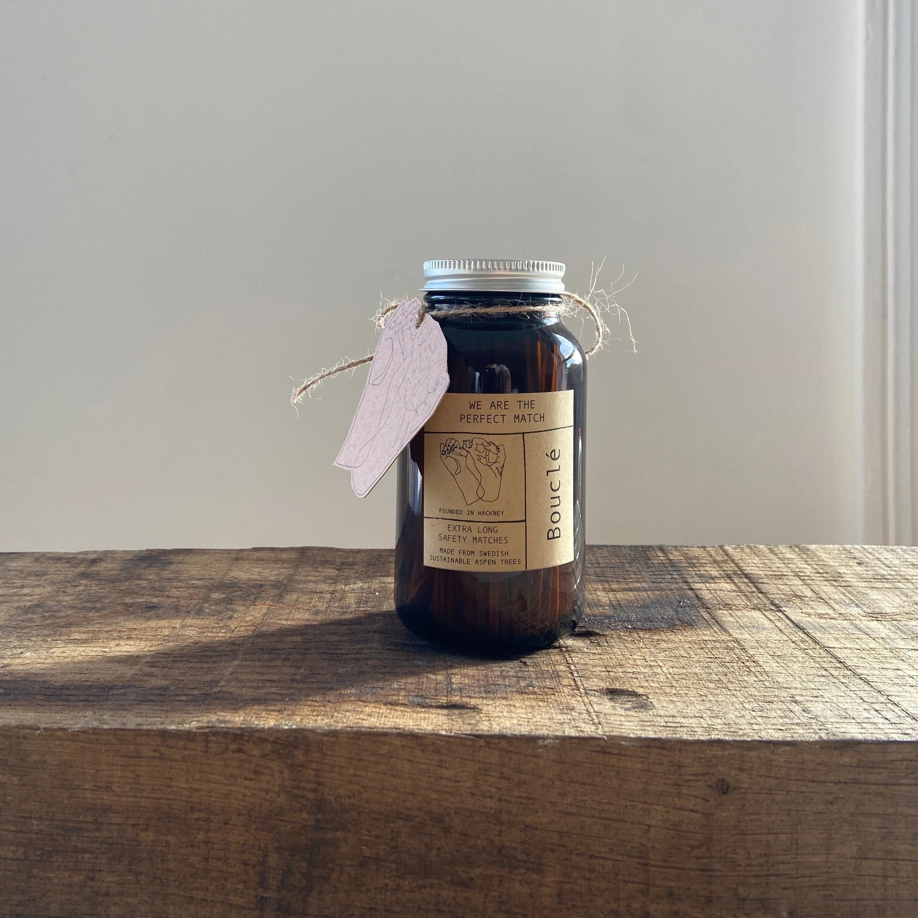 We are the perfect match! | Matches in Amber Glass Jar