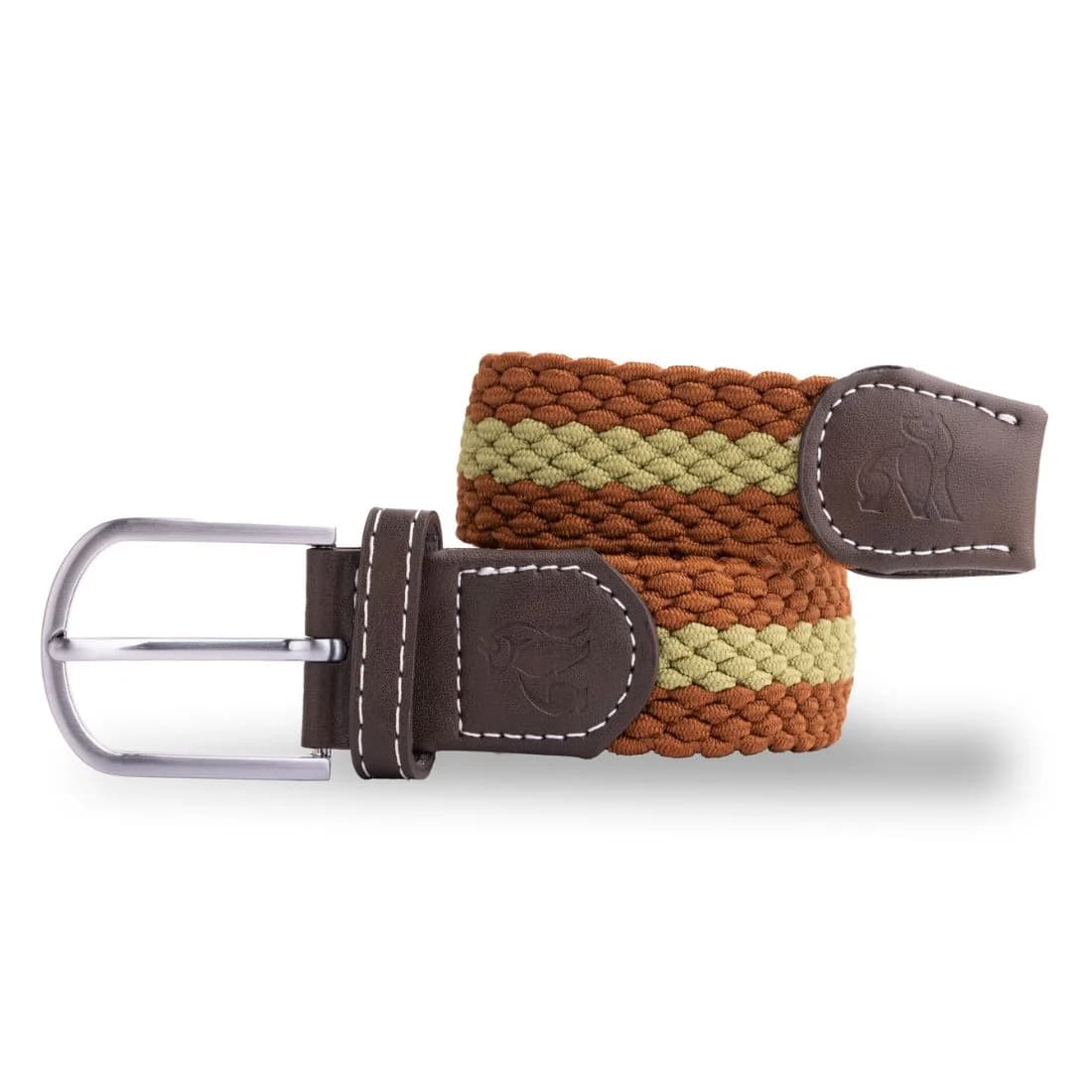 Woven Belt in Brown and Khaki Stripe – image 1