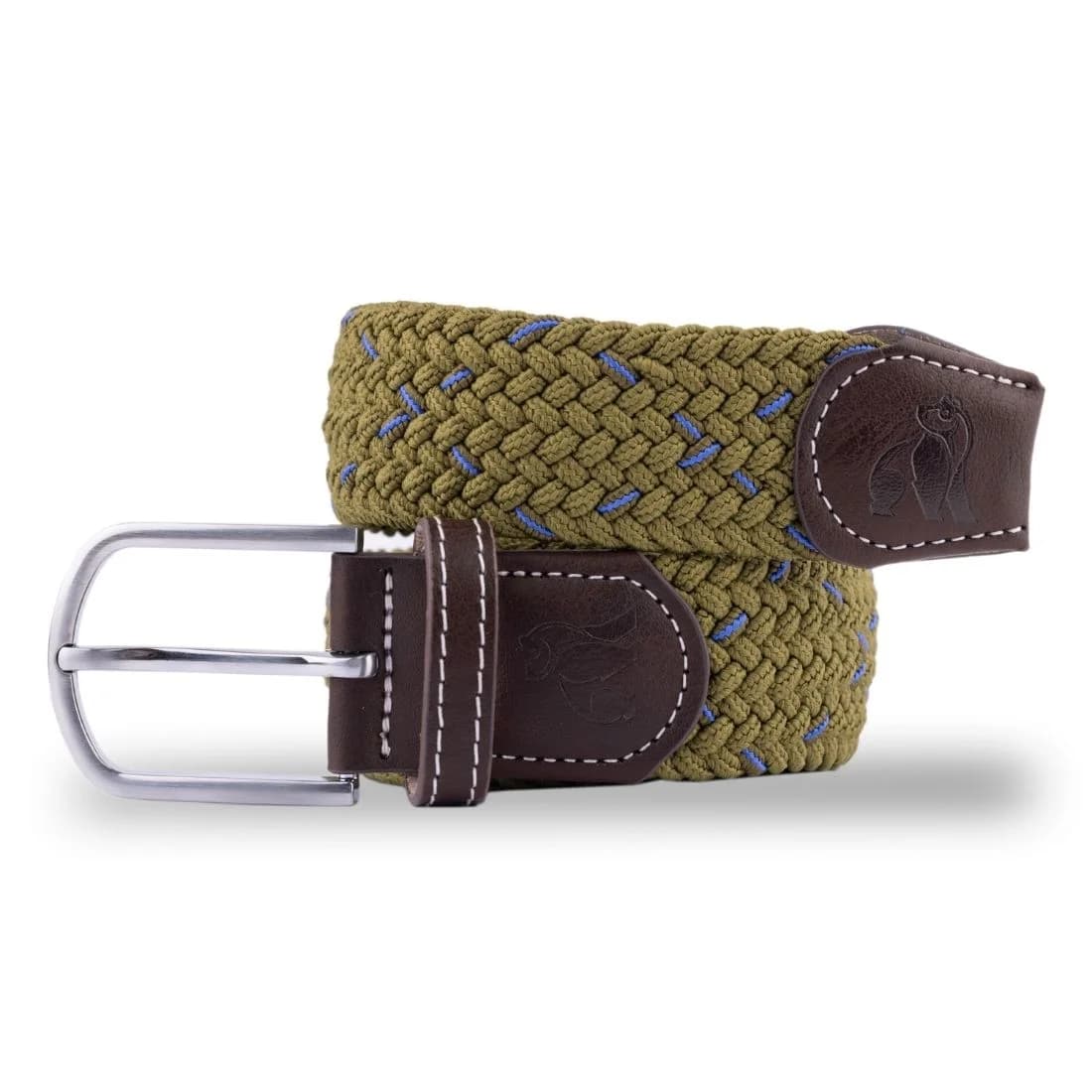 Woven Belt - Khaki & Blue Dot