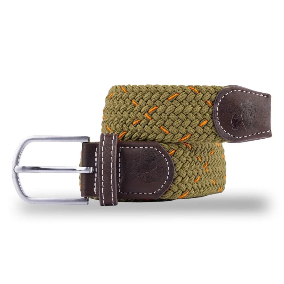 Woven Belt - Khaki & Orange Dot