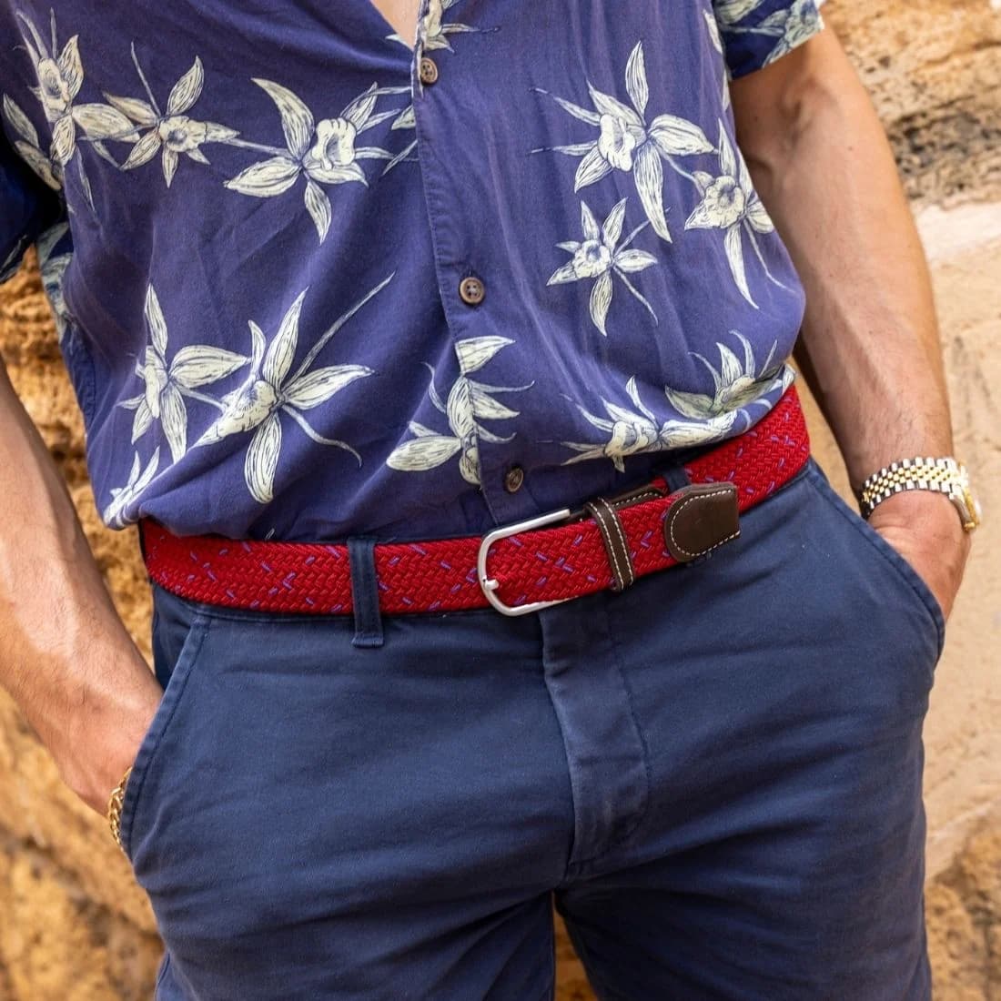 Woven Belt - Red & Blue Dot