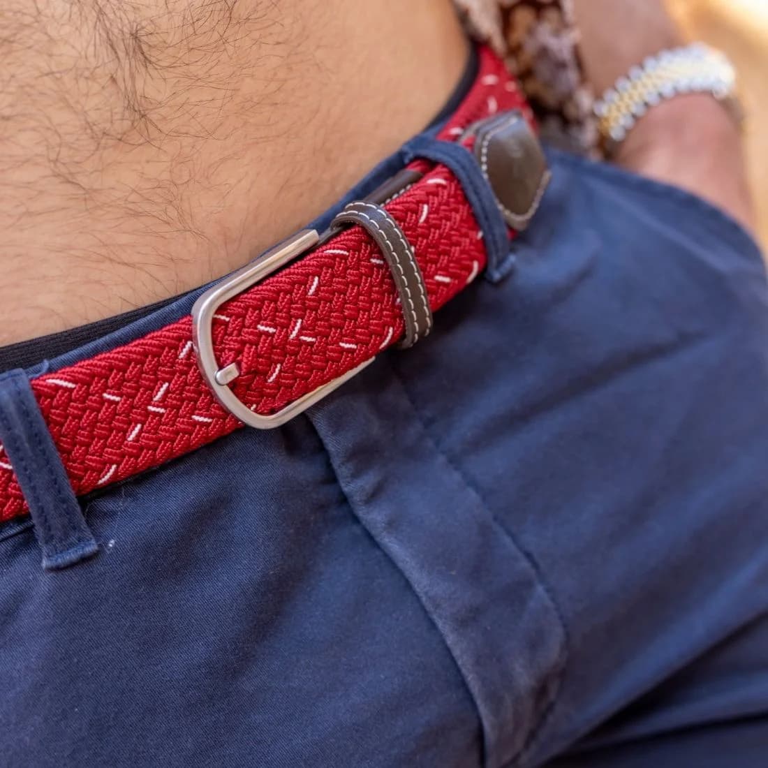 Woven Belt - Red & White Dot