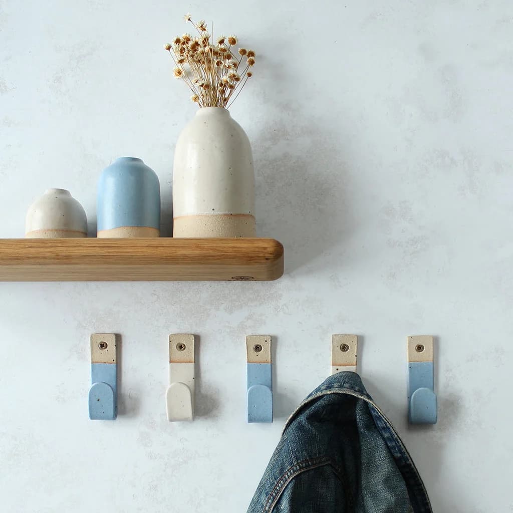 Cornflower Blue Stoneware Wall Hook – image 1