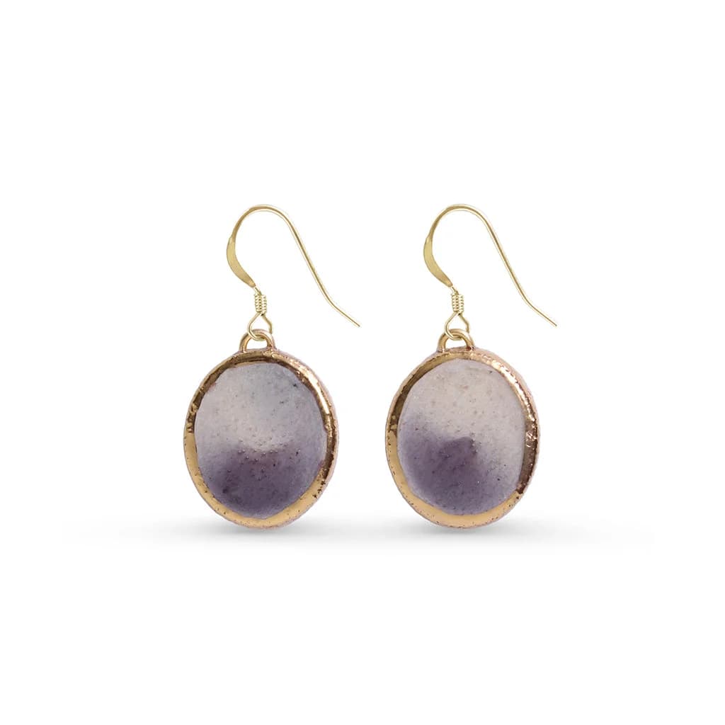 Dusk Oval Drop Earrings – Ceramic, Glass and Gold – image 1