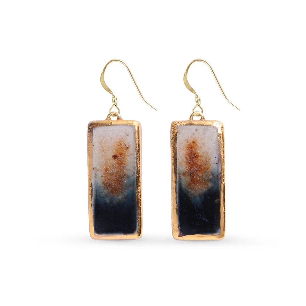 Eclipse Drop Earrings – Ceramic, Glass and Gold – image 1