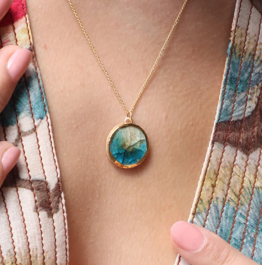 Ocean Large Pendant - Ceramic, Glass & Gold