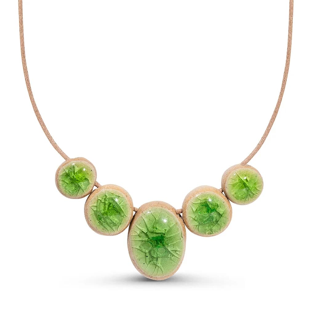 Emerald Green Recycled Glass Chunky Adjustable Necklace – image 1