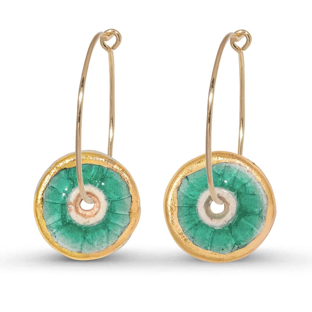Emerald Pool Gold Fill Large Hoops – image 1