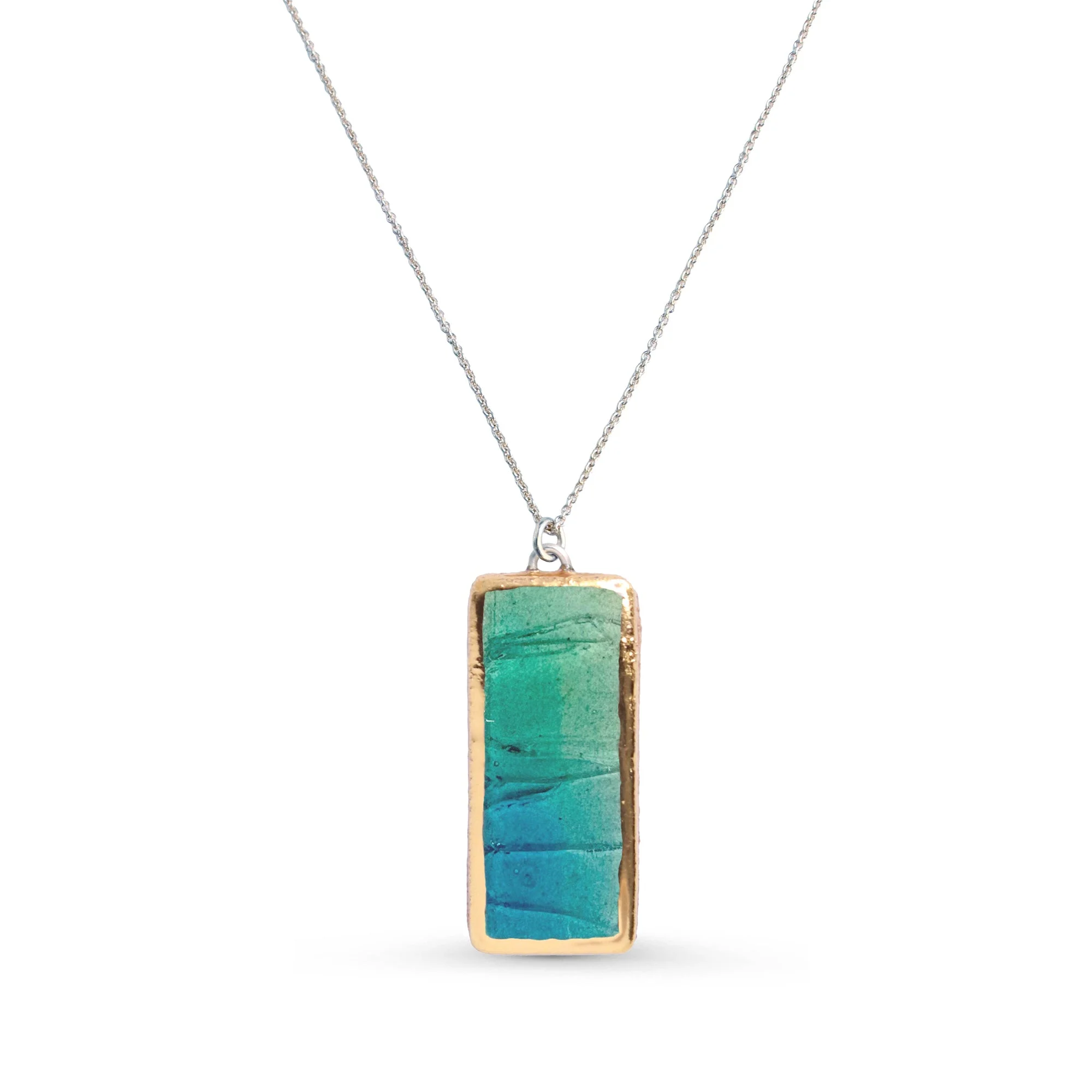 Emerald Turquoise Lagoon Drop Pendant - Sterling Silver