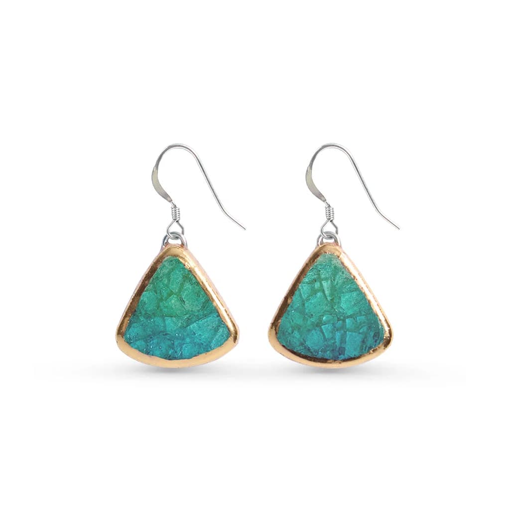 Emerald Turquoise Lagoon Teardrop Earrings - Sterling Silver