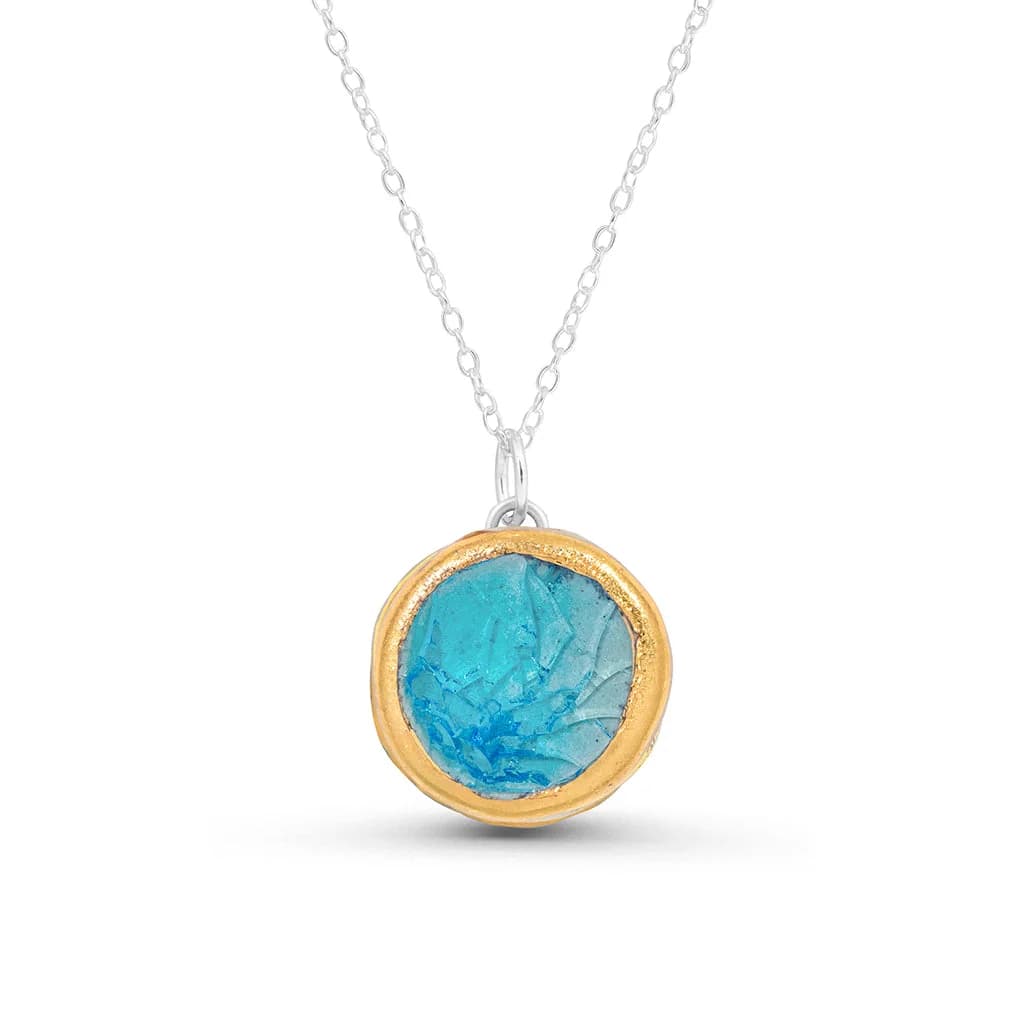 Large Round Turquoise Blue Lagoon Pendant – image 1