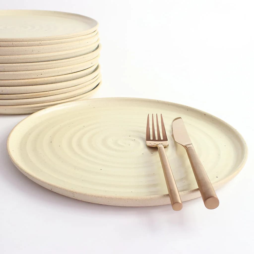 Light Yellow Stoneware Dinner Plate – image 1