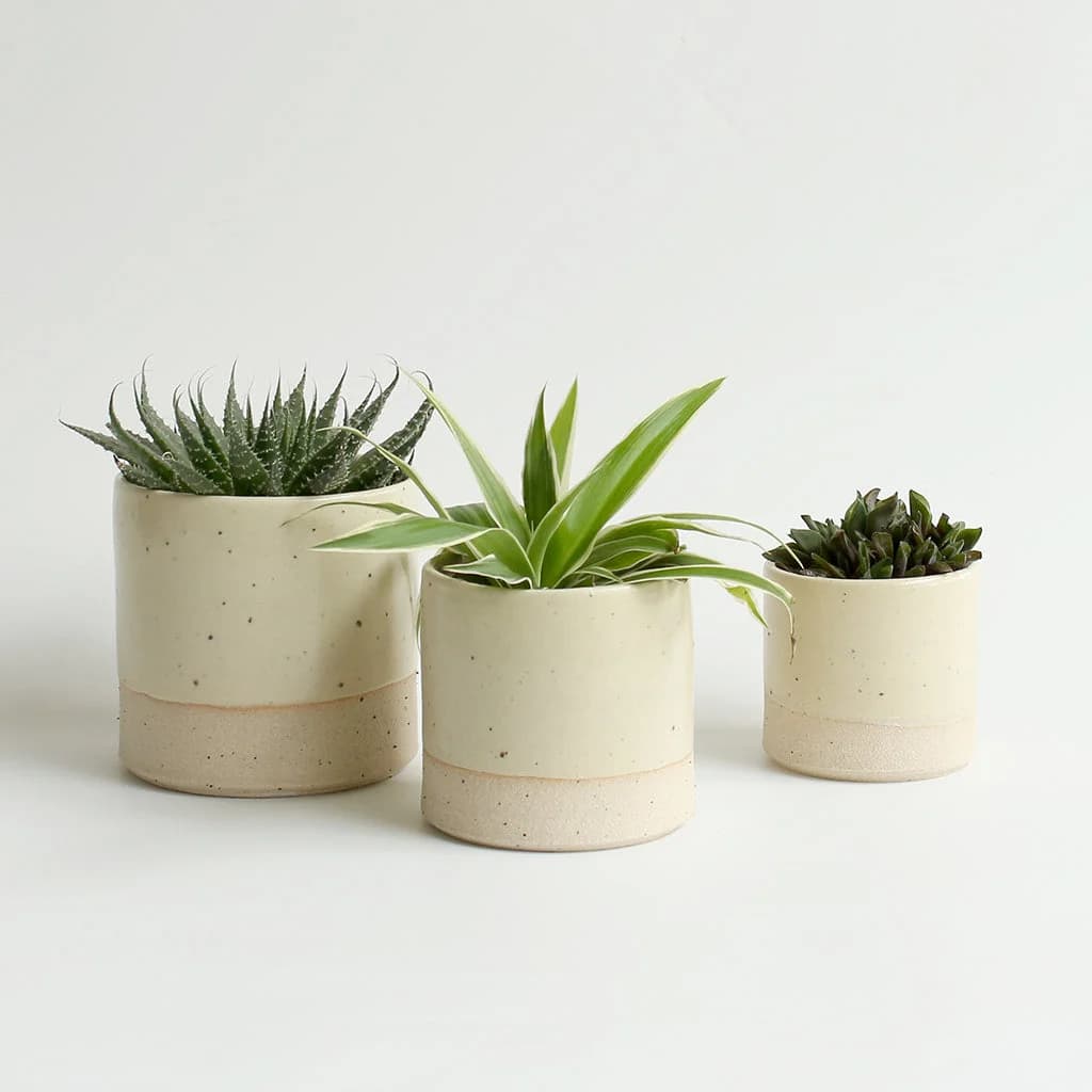 Light Yellow Plant Pots Stoneware