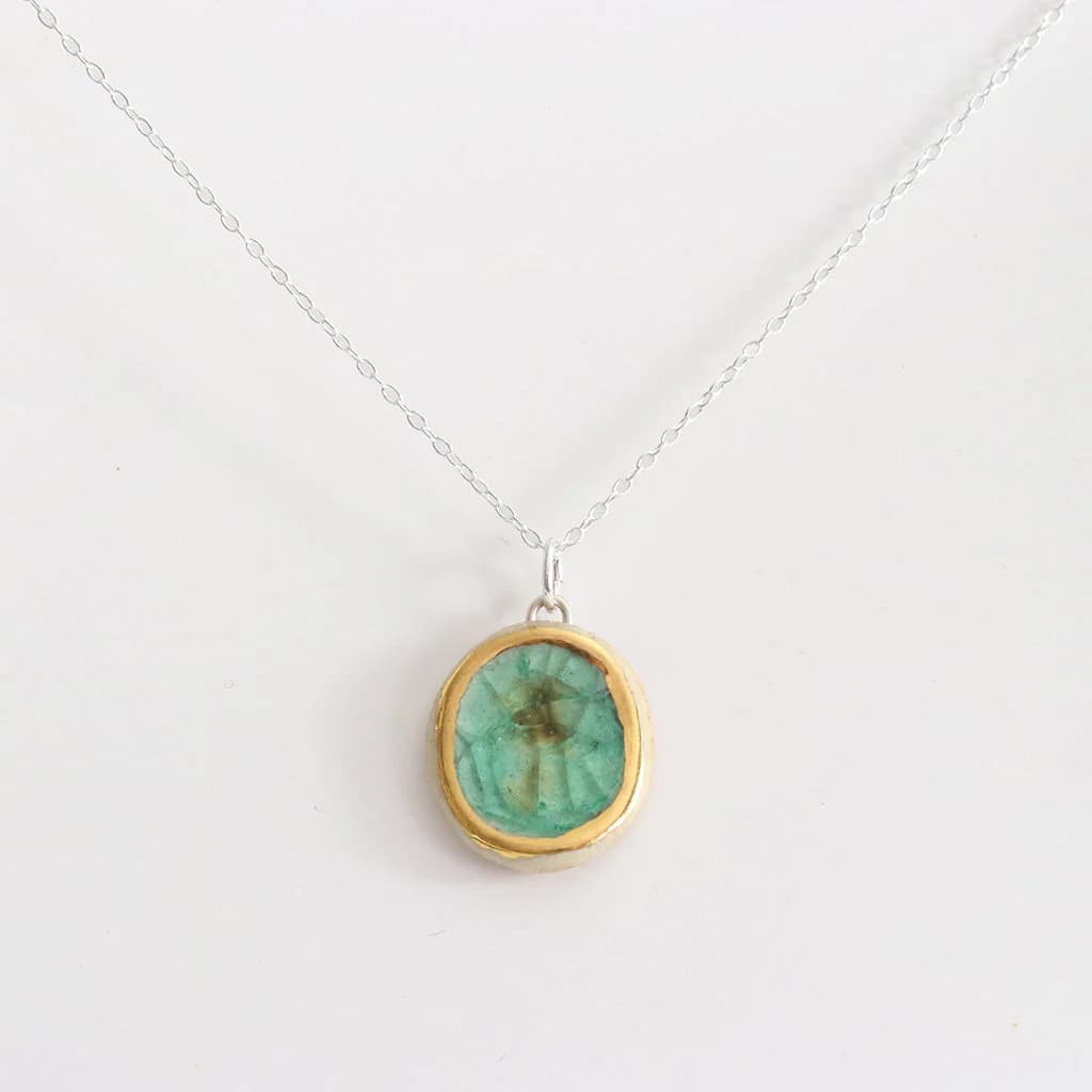 Emerald Reef Oval Sterling Silver Pendant – image 1
