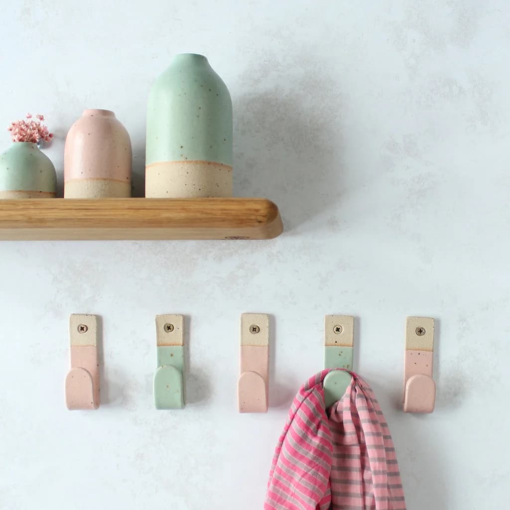 Mint Green Stoneware Wall Hook
