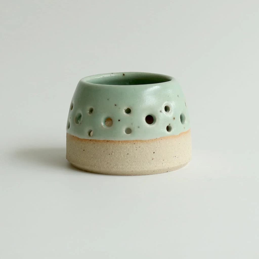 Mint Green Tealight Candle Holder Stoneware