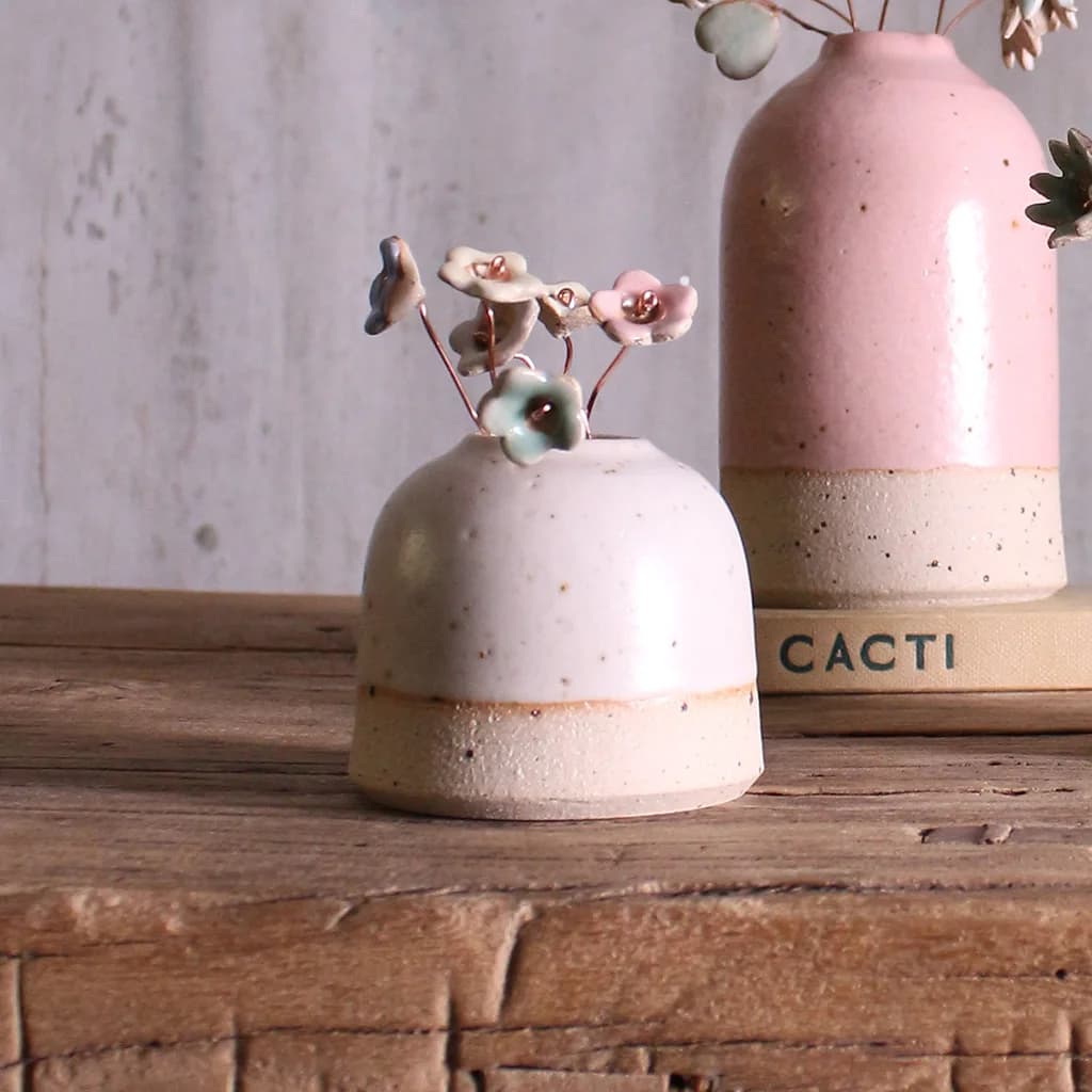 Off-White Mini Bud Vase Stoneware