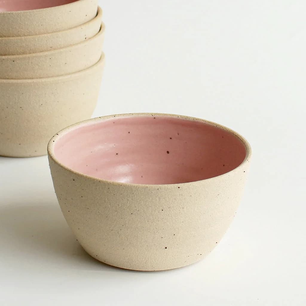 Pale Pink Stoneware Cereal and Soup Bowl – image 1