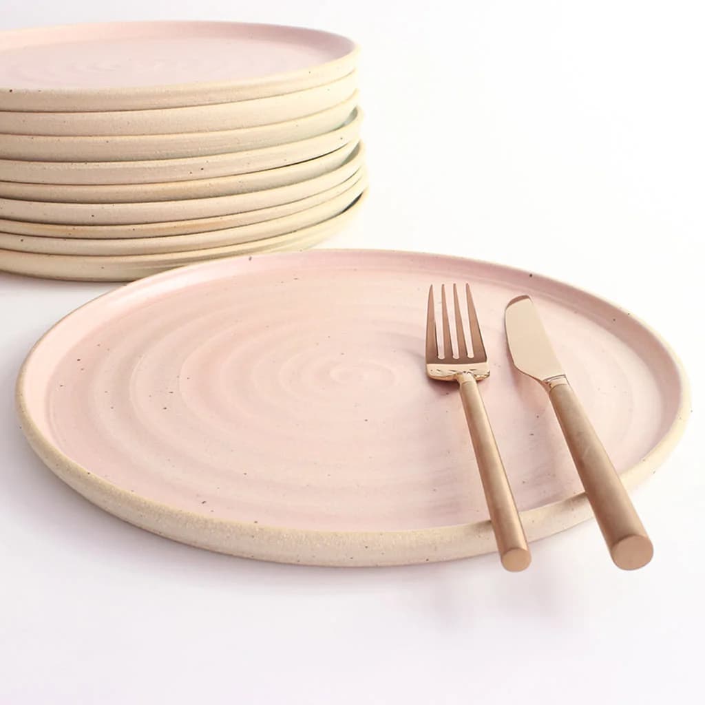 Pale Pink Stoneware Dinner Plate – image 1