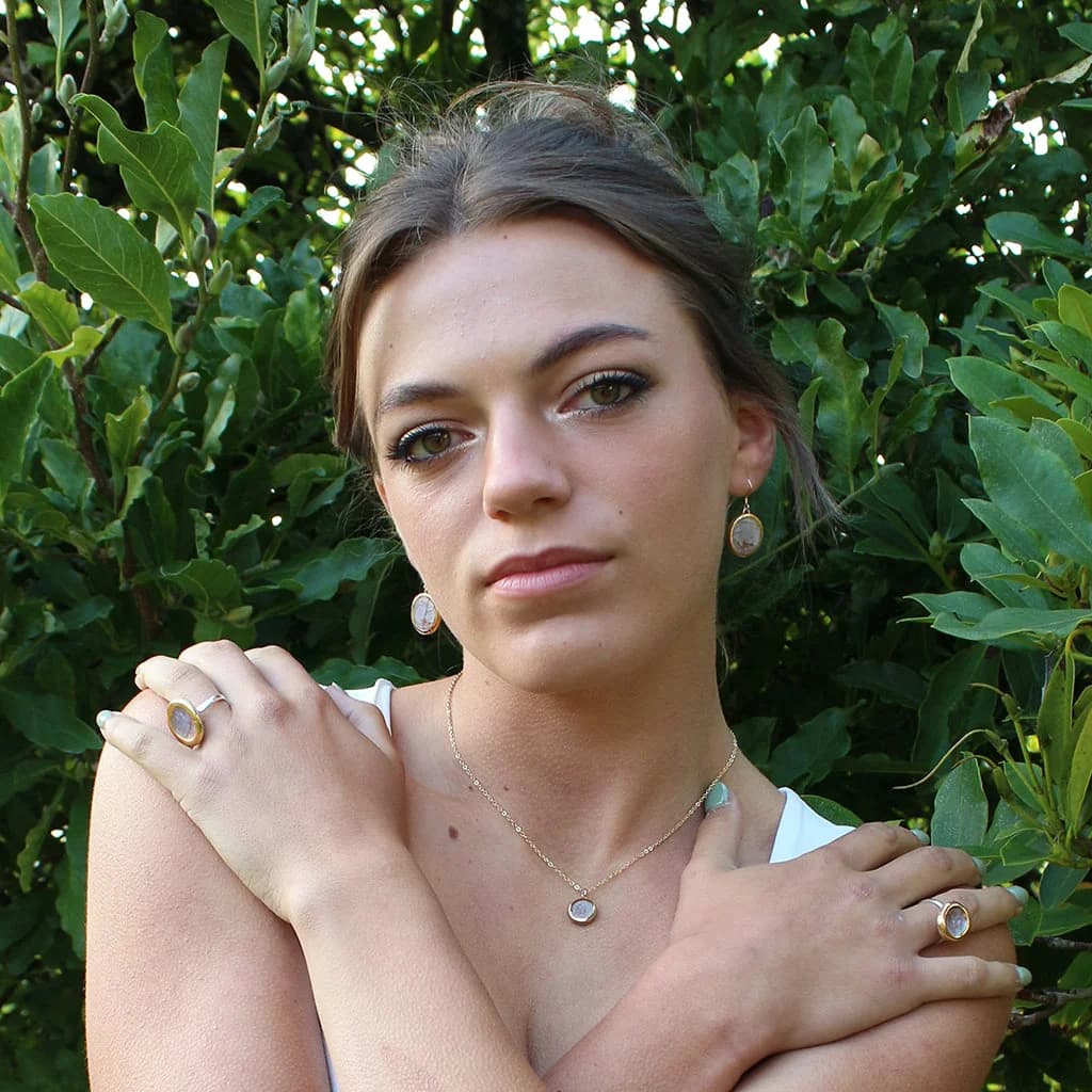 Pale Pink Hoops – Sterling Silver