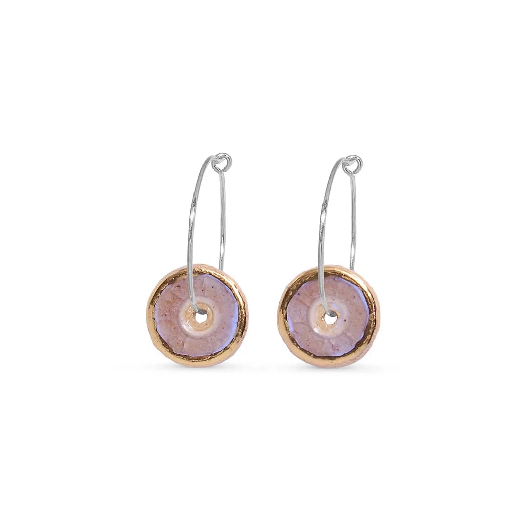 Pale Pink Sterling Silver Hoop Earrings – image 1