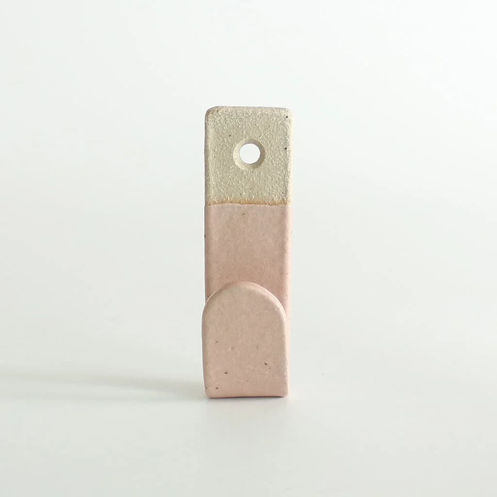 Pale Pink Stoneware Wall Hook – image 1