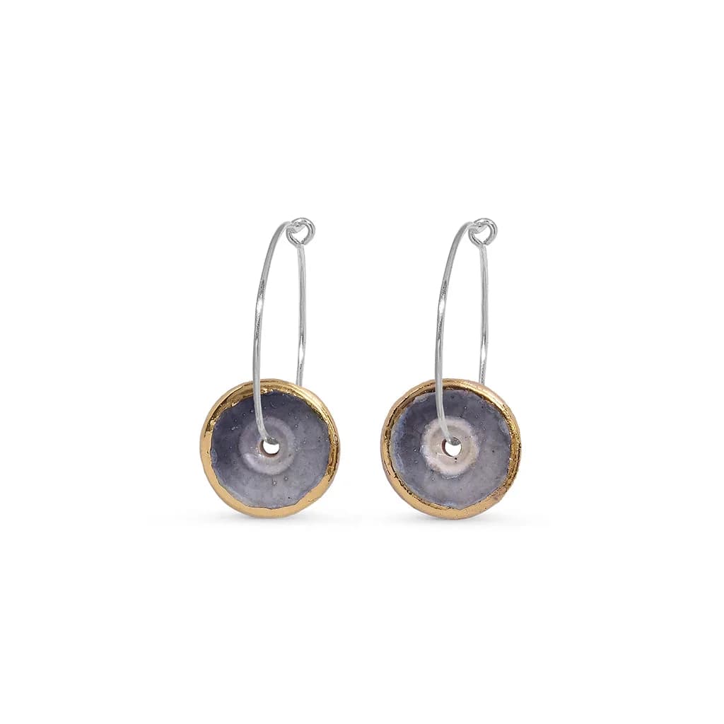Smoky Purple Sterling Silver Hoop Earrings – image 1