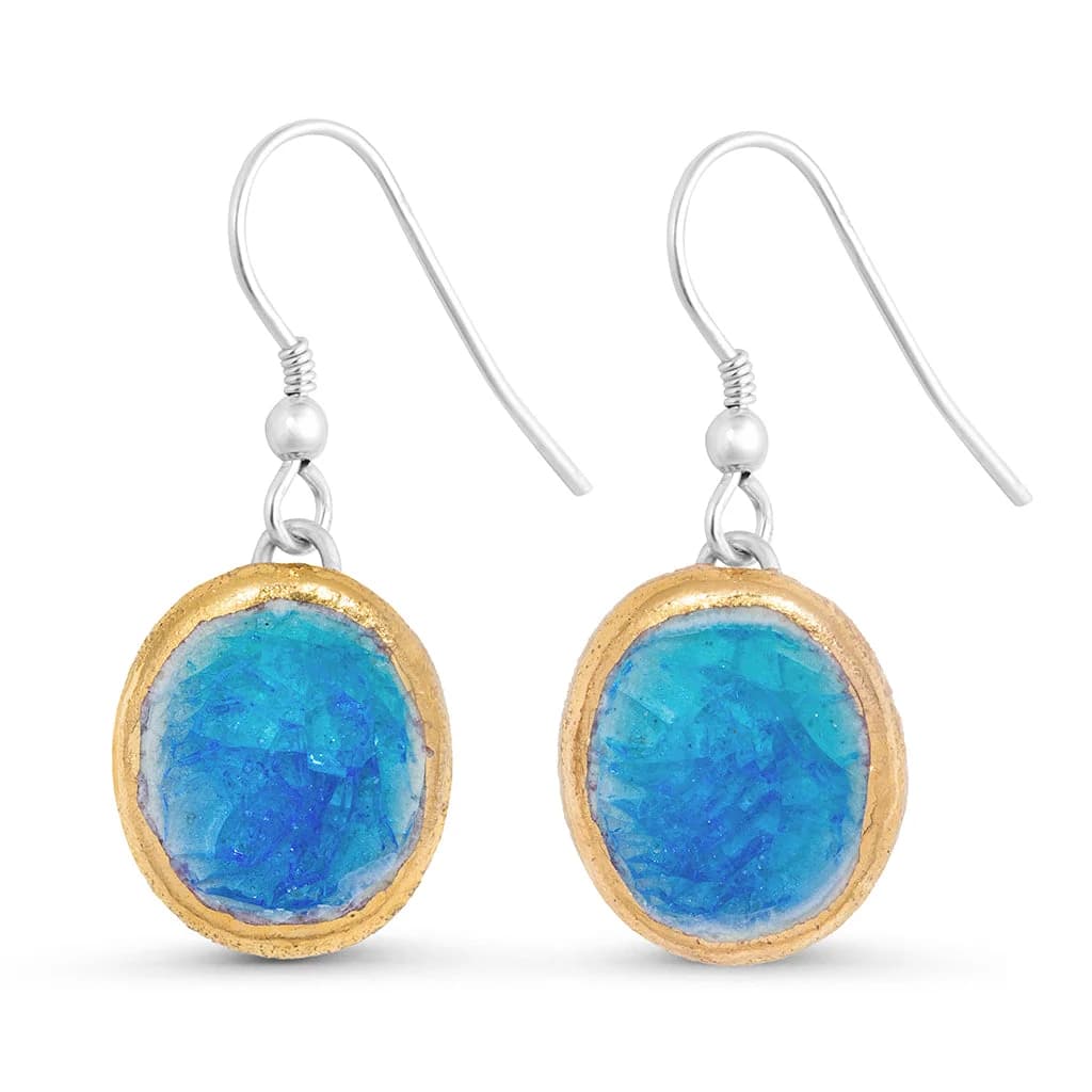 Turquoise Blue Lagoon Oval Drop Earrings