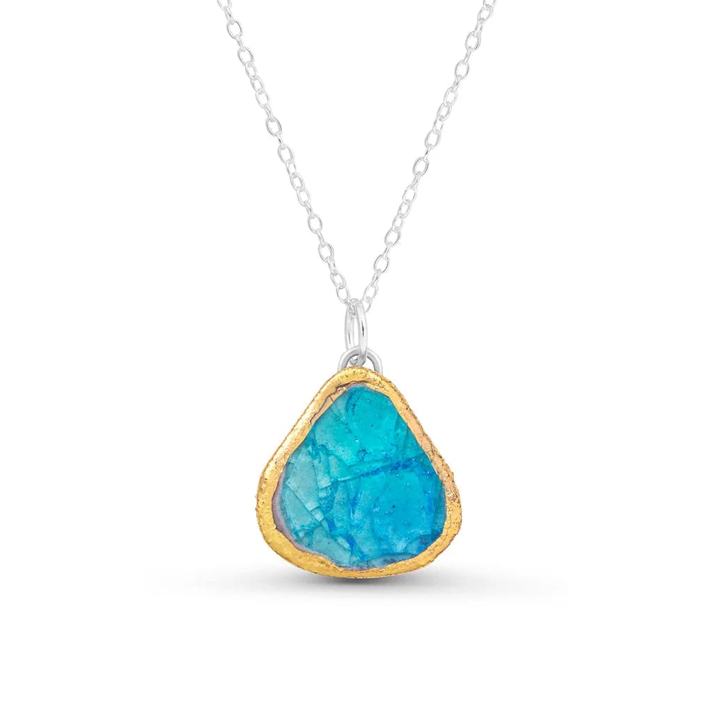 Turquoise Blue Lagoon Teardrop Sterling Silver Pendant