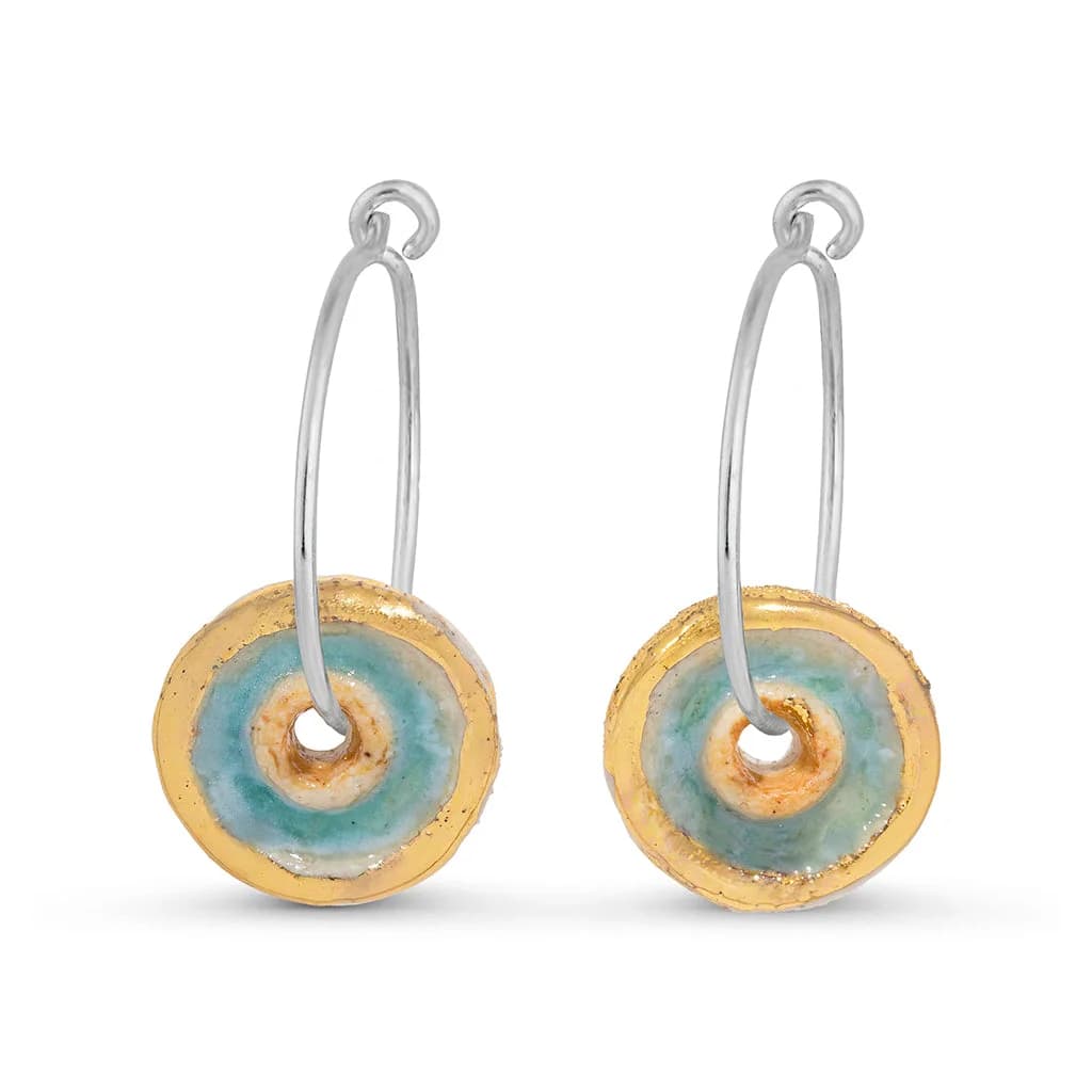 Turquoise Pool Sterling Silver Small Hoops – image 1