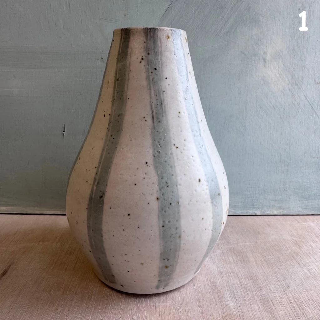 Large Blue & White Striped Sample Vase – image 1