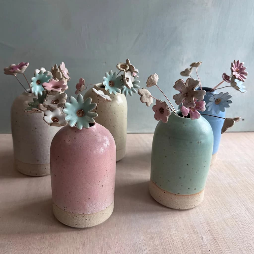 Seconds Medium Ceramic Vase and Flower Set – image 1