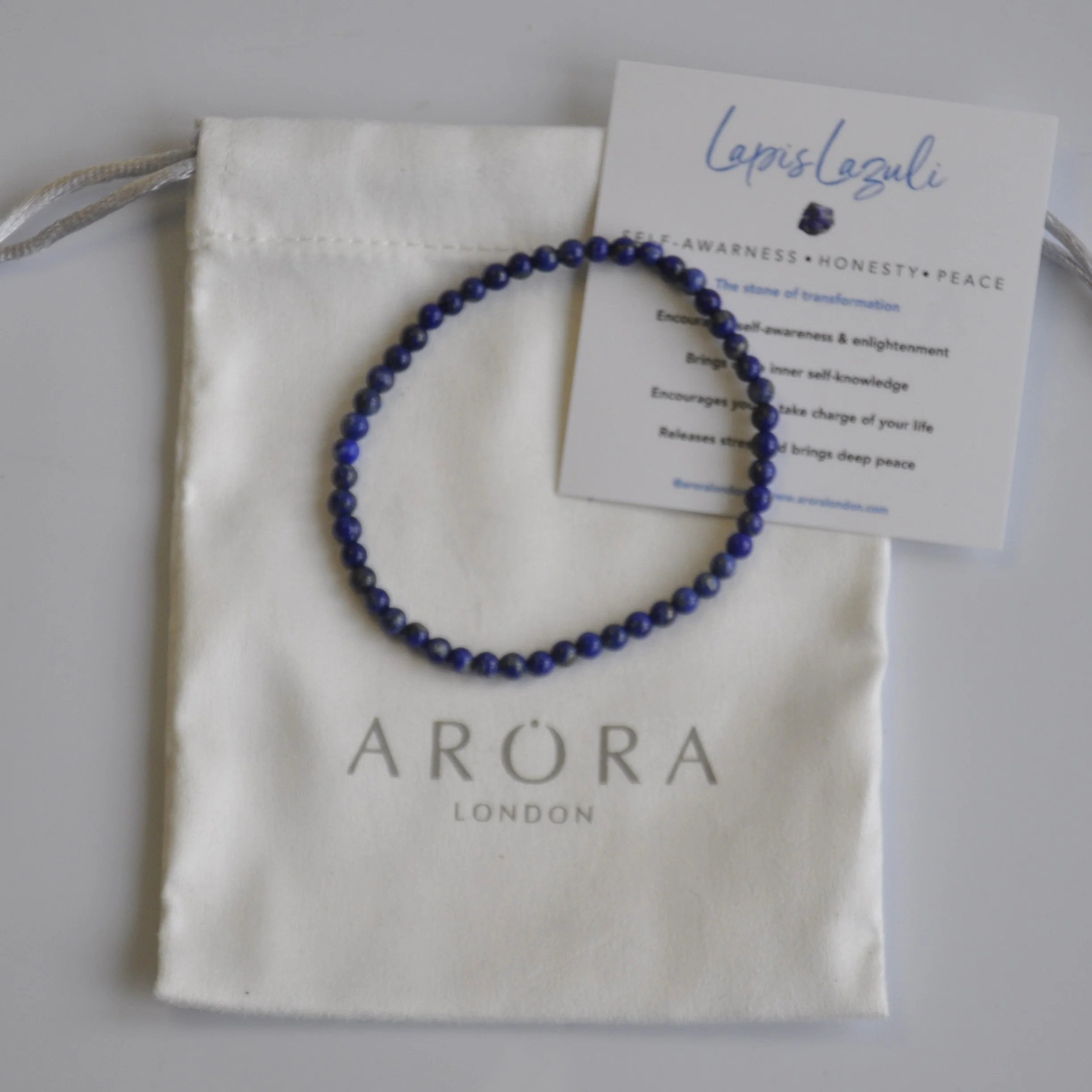 Dainty Lapis Lazuli Bead Bracelet for self-awareness, honesty, peace, transformation