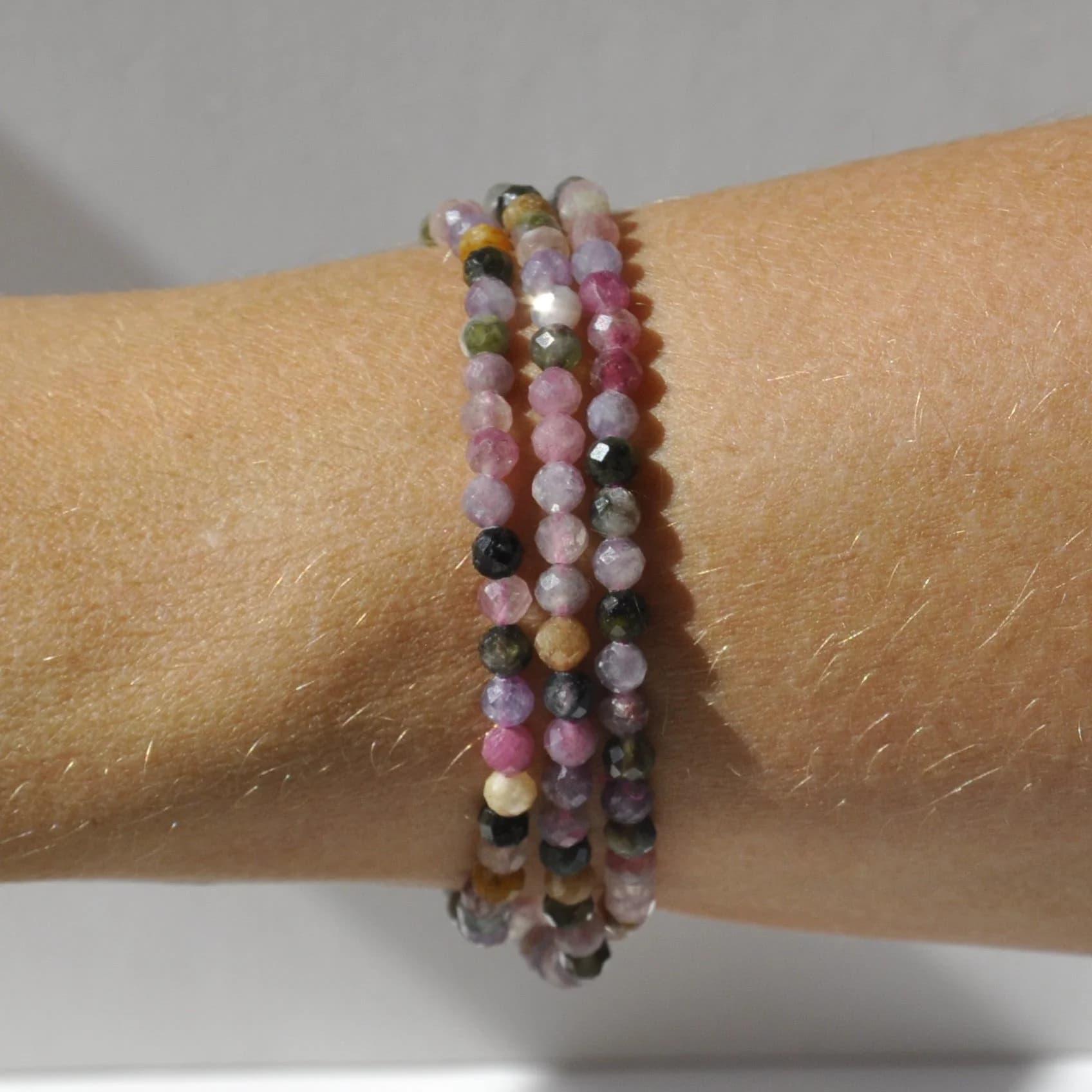 Dainty Watermelon Tourmaline Bead Bracelet for Love and Self-Worth