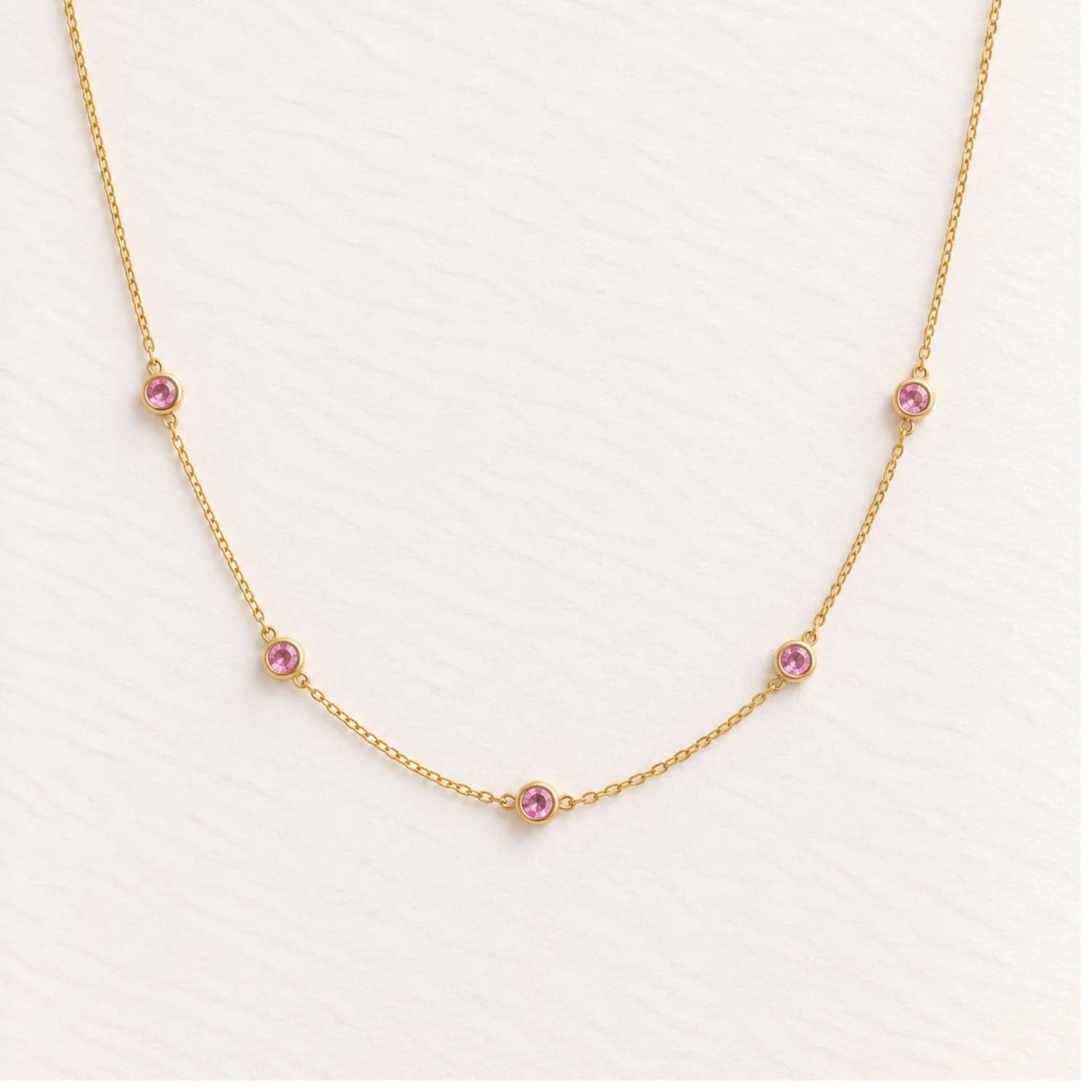 Aurora 5 Pink Sapphire Station Necklace