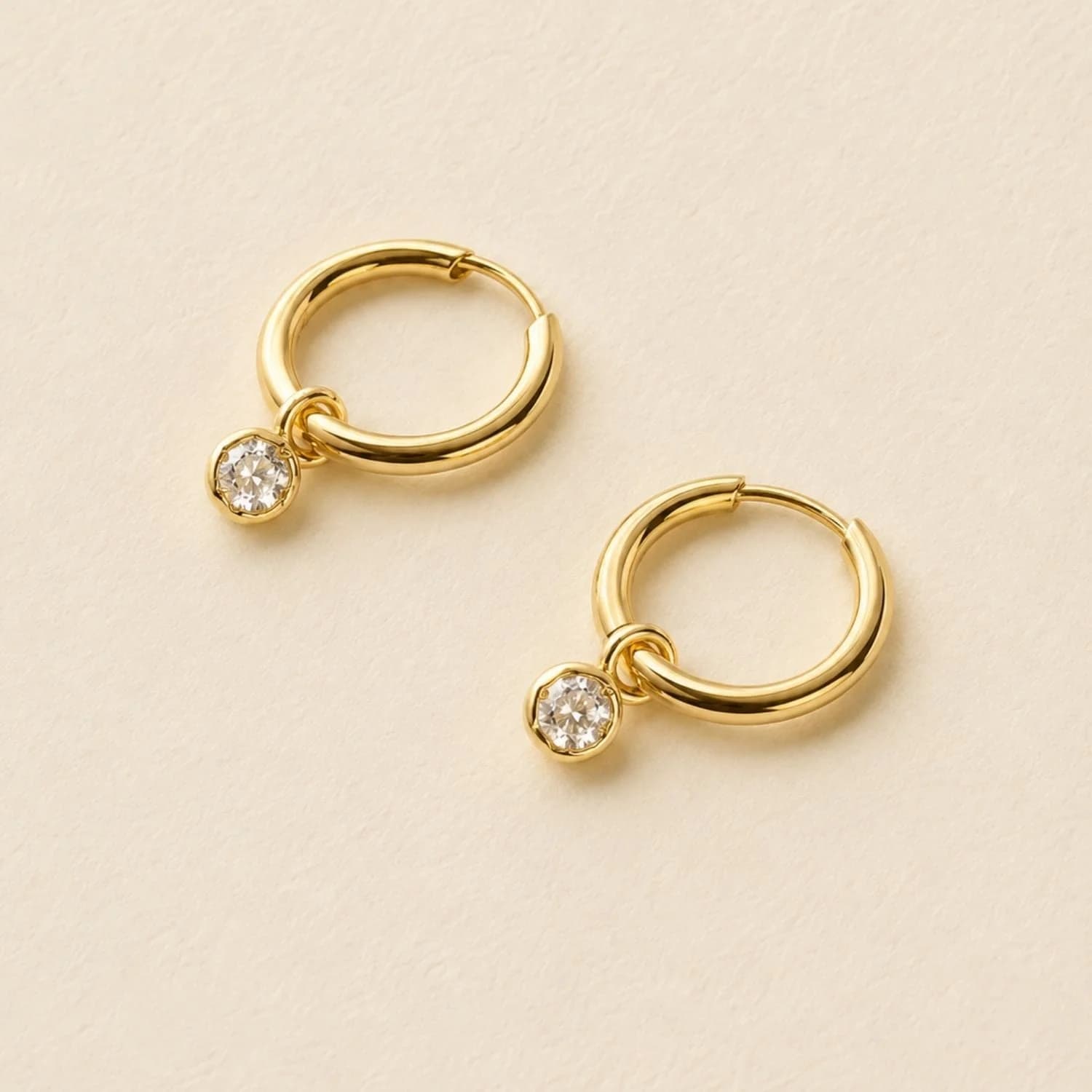 Aurora Brilliant Cut Bezel Set Solid Hoop Earrings – image 1