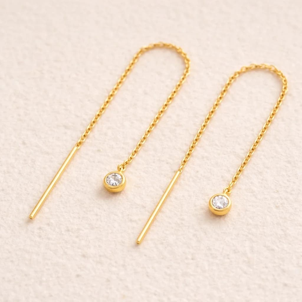 Aurora Diamond Threader Earrings – image 1
