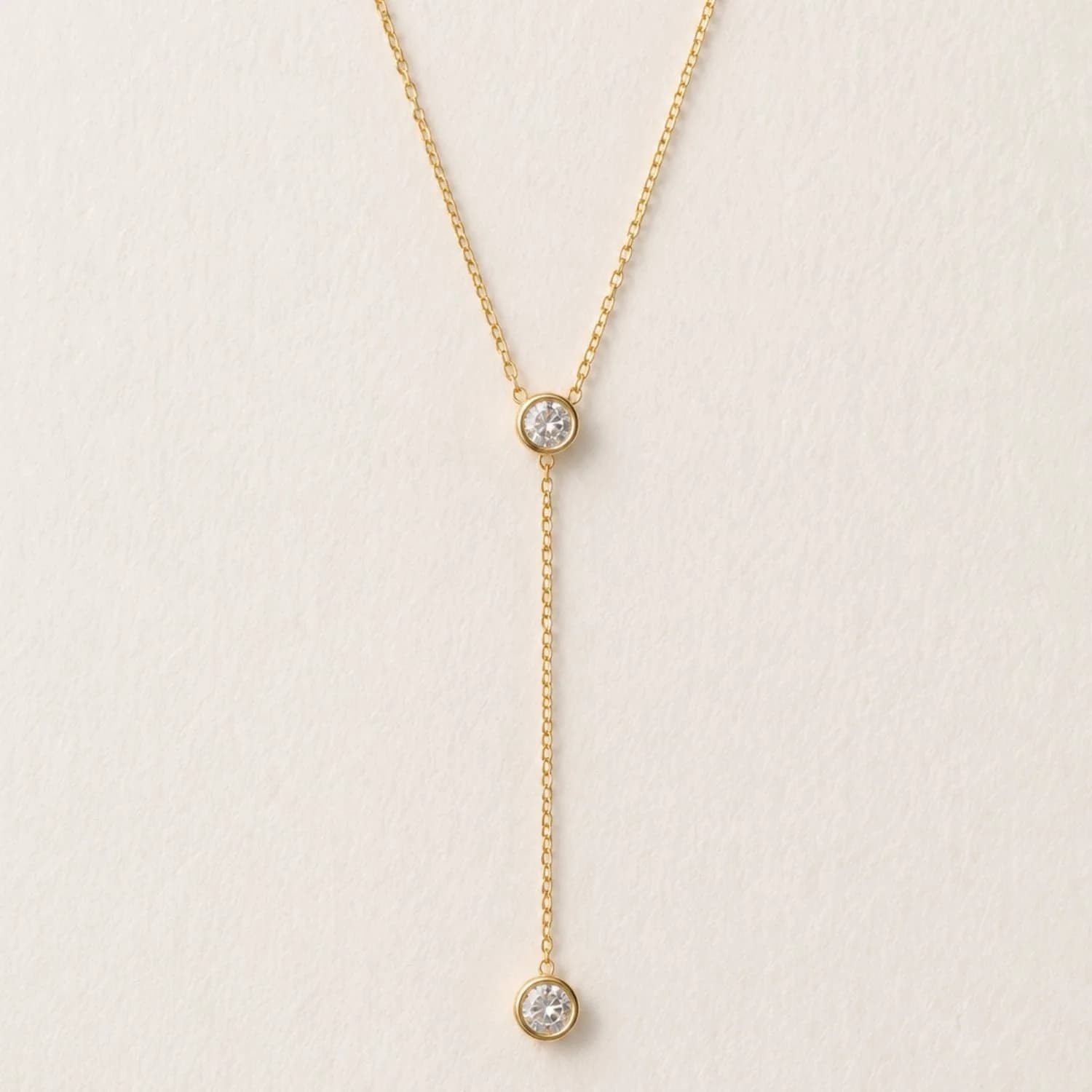 Aurora Double Diamond Lariat Drop Necklace – image 1