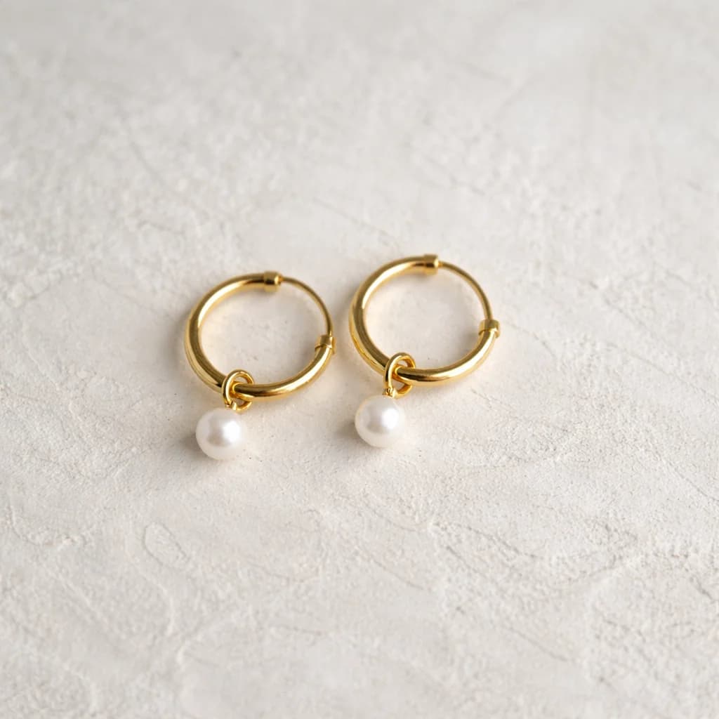 Aurora Pearl Huggie Hoops – image 1