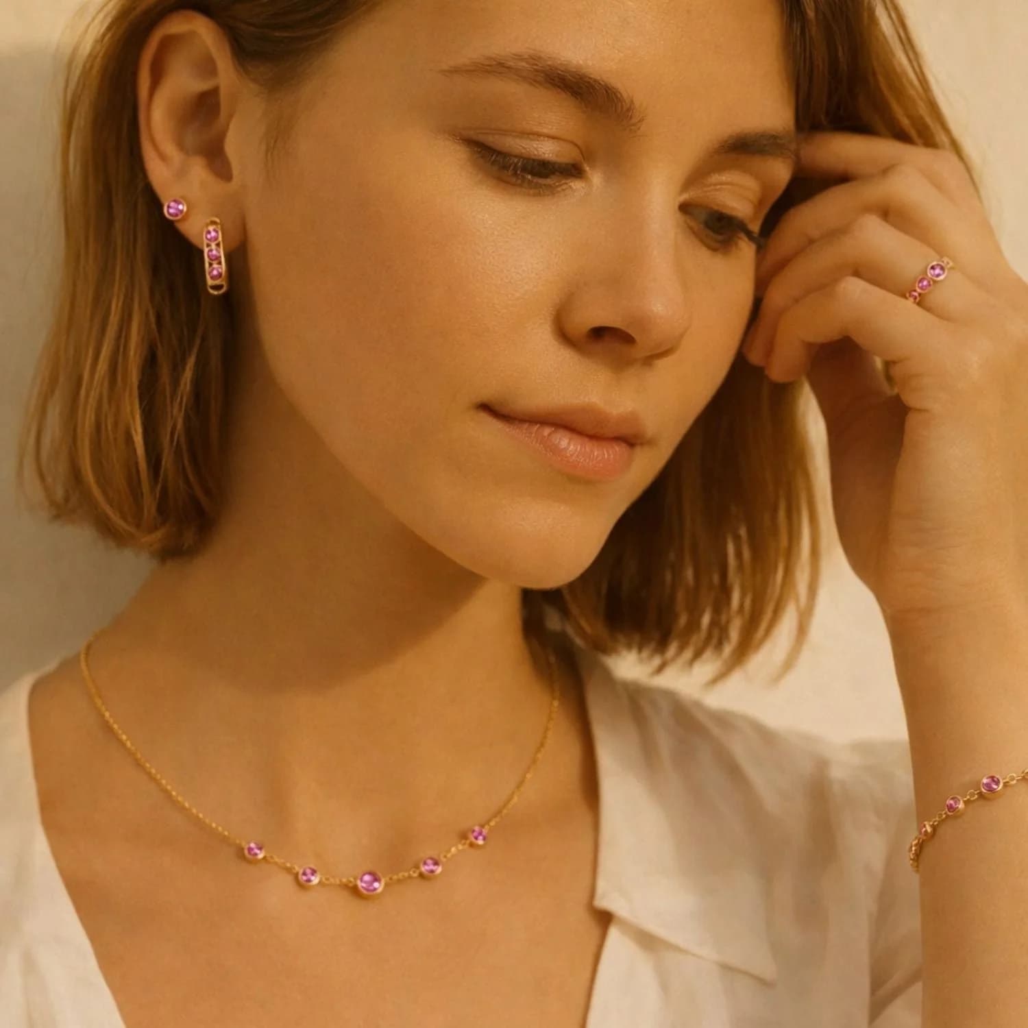 Aurora Pink Sapphire Stud Earrings