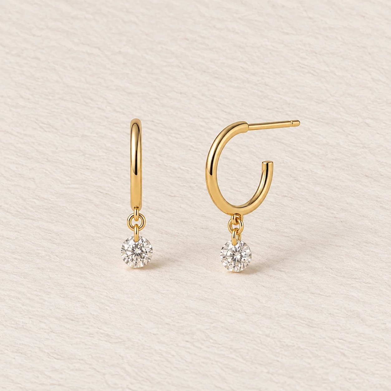 Aurora Single Diamond Drop Hoops
