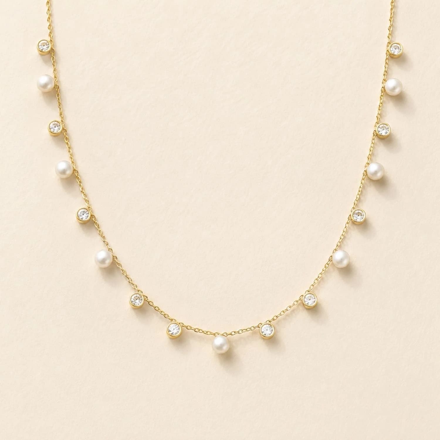 Starlight Diamond & Pearl Droplet Necklace – image 1