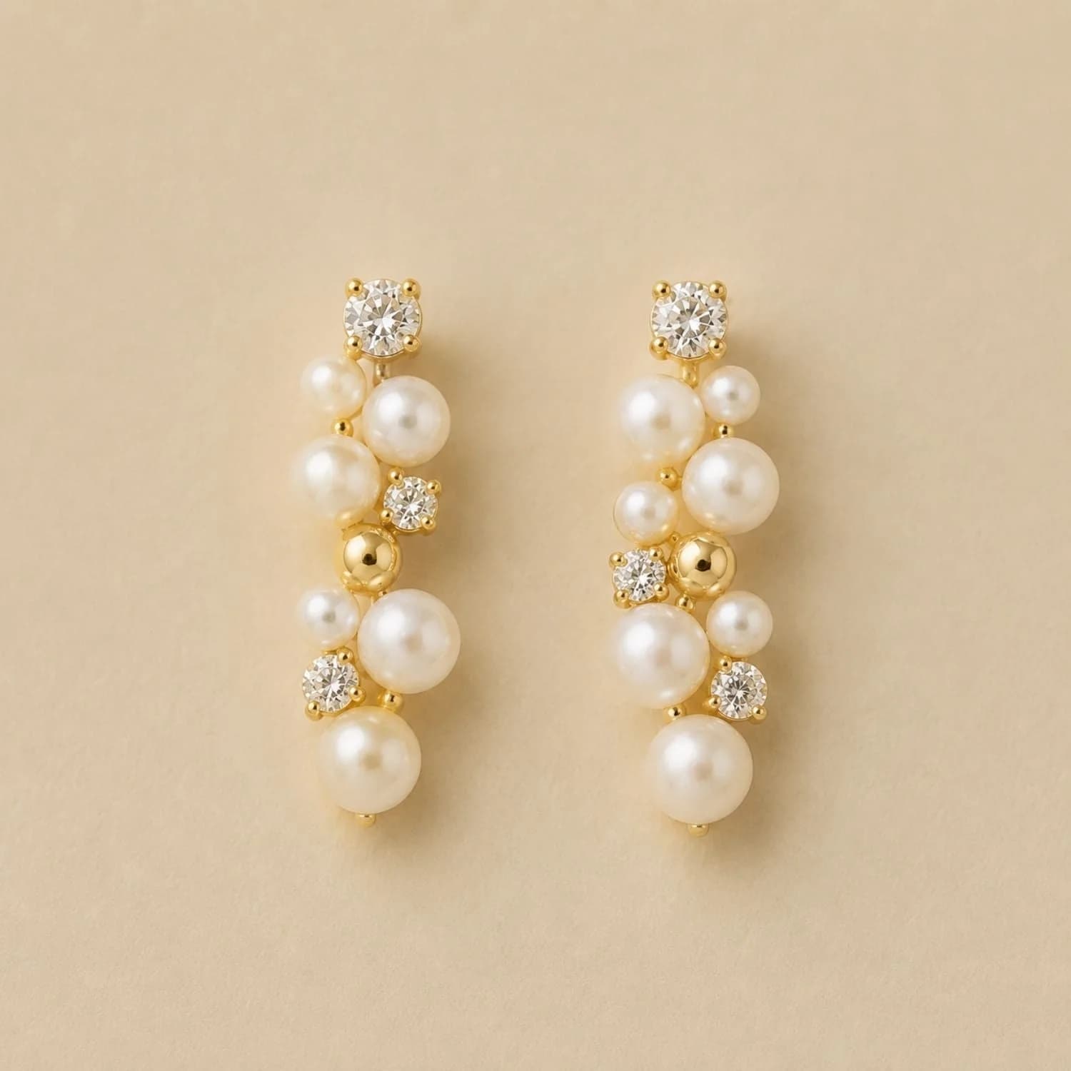 Aurora Diamond and Pearl Cascade Earrings – image 1