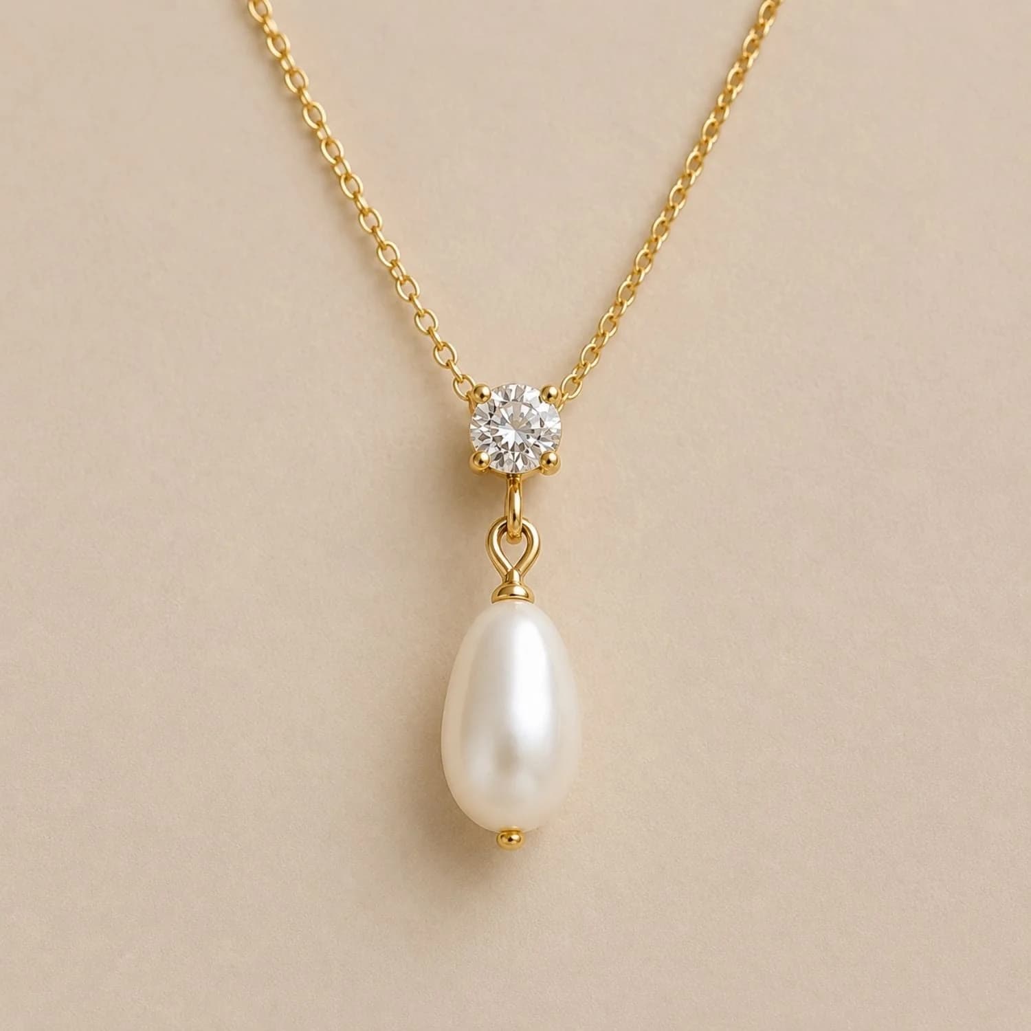 Aurora Diamond & Pearl Drop Necklace – image 1