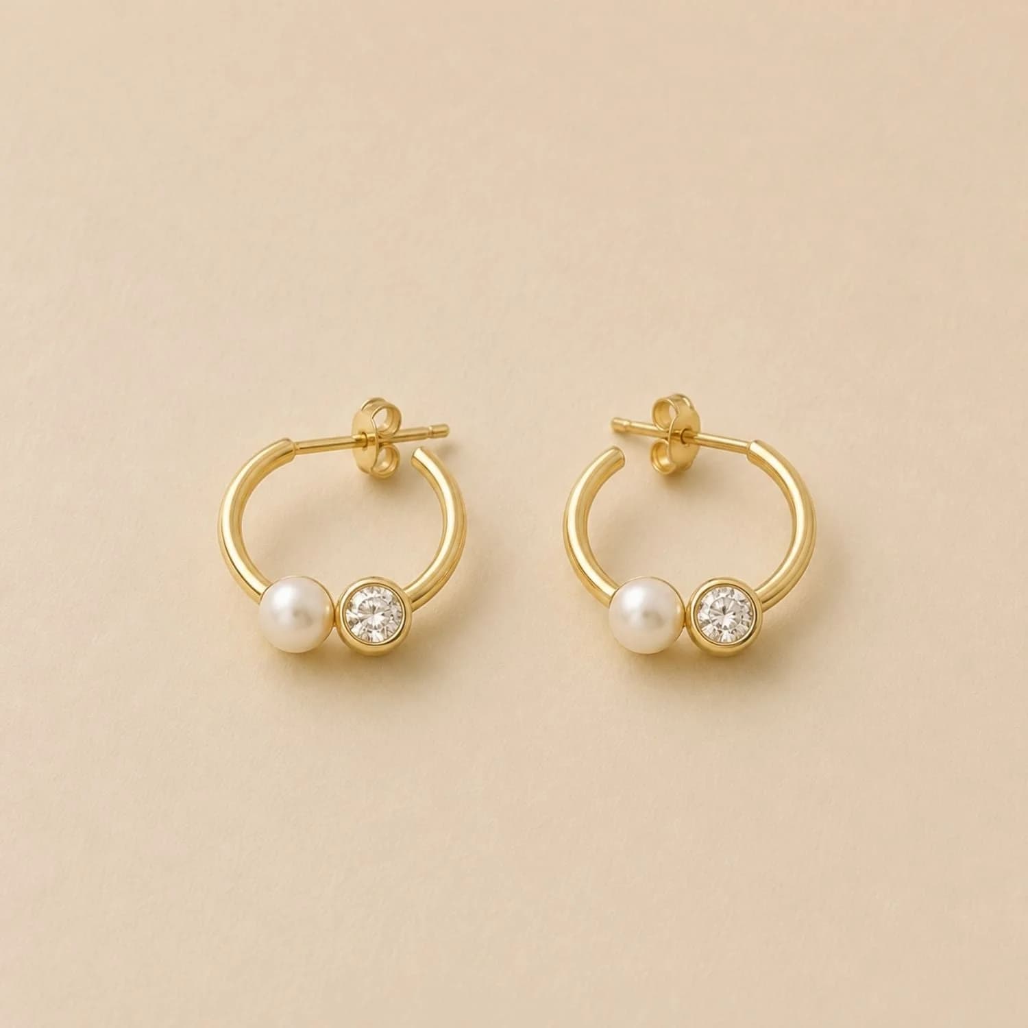Aurora Diamond & Pearl Hoops – image 1