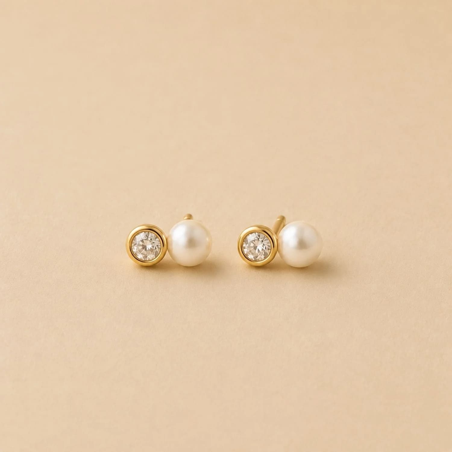 Aurora Diamond and Pearl Stud Earrings – image 1