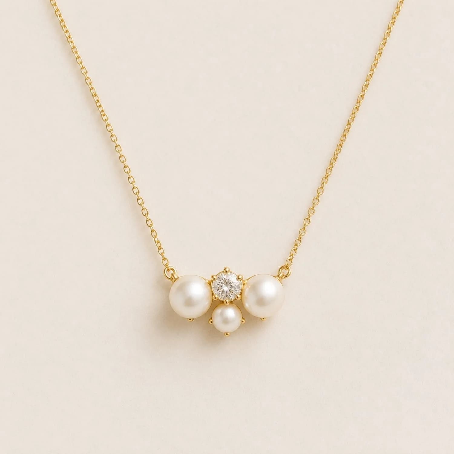 Aurora Diamond & Pearl Trio Necklace – image 1