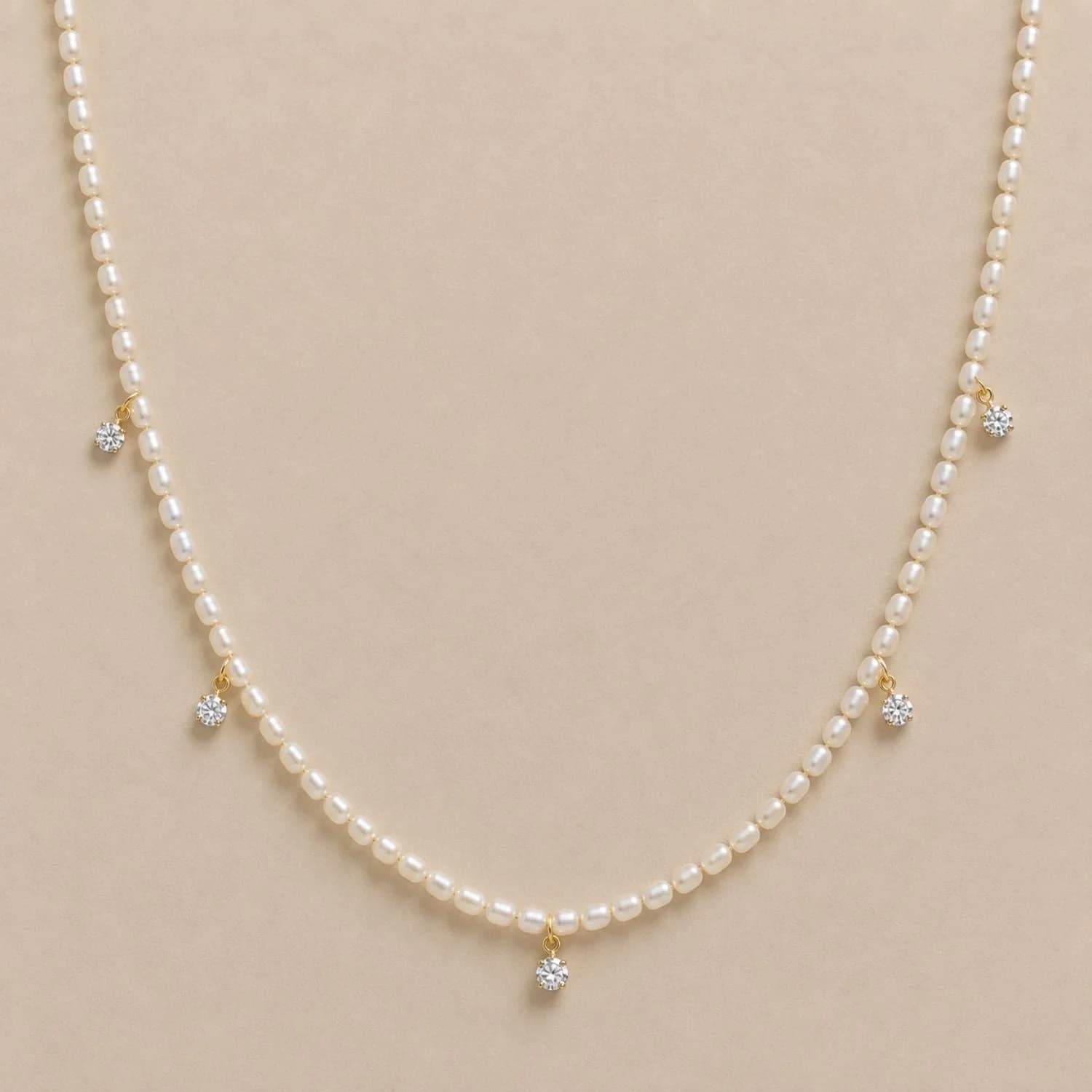 Aurora Diamond & Seed Pearl Necklace – image 1