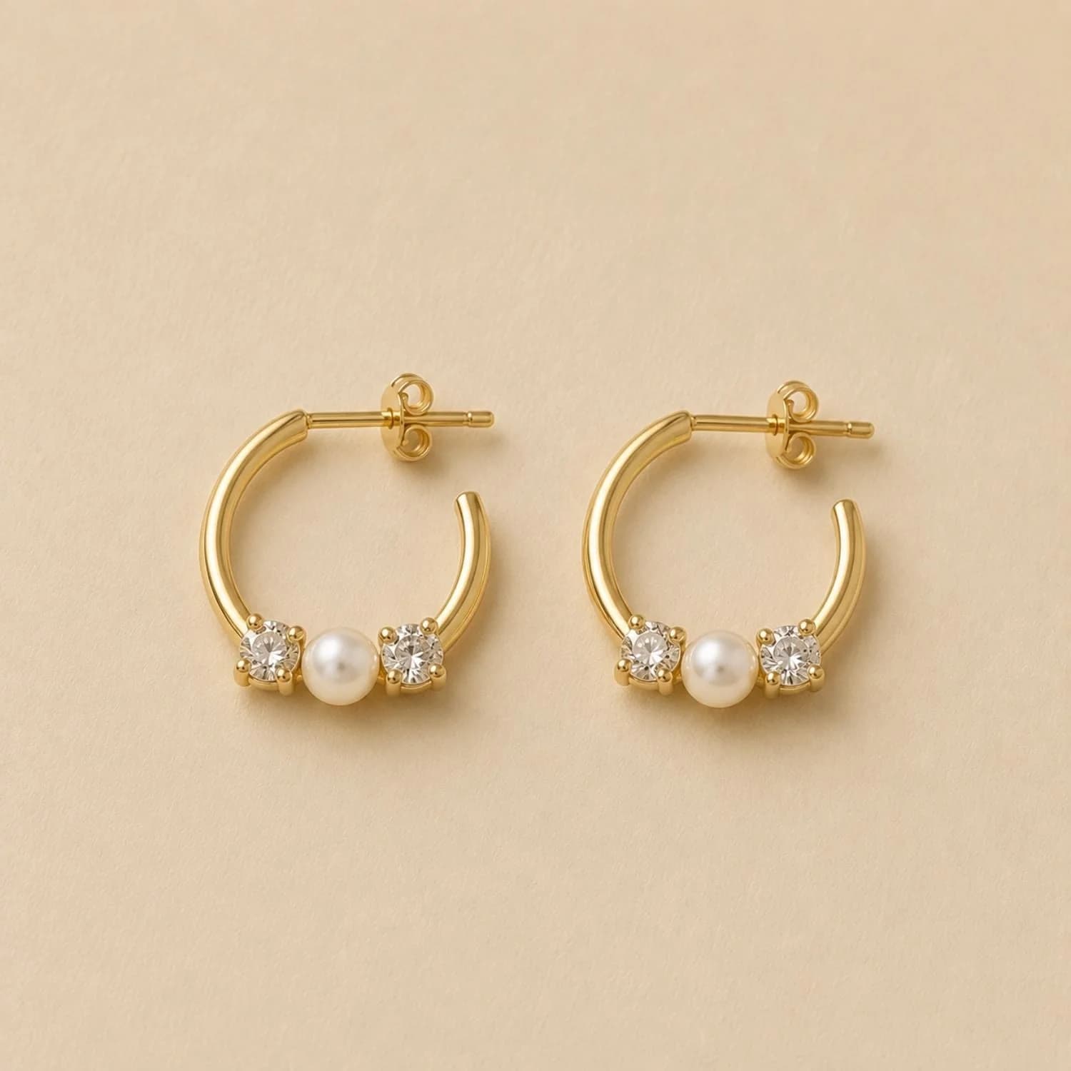 Aurora Double Diamond & Pearl Hoops – image 1