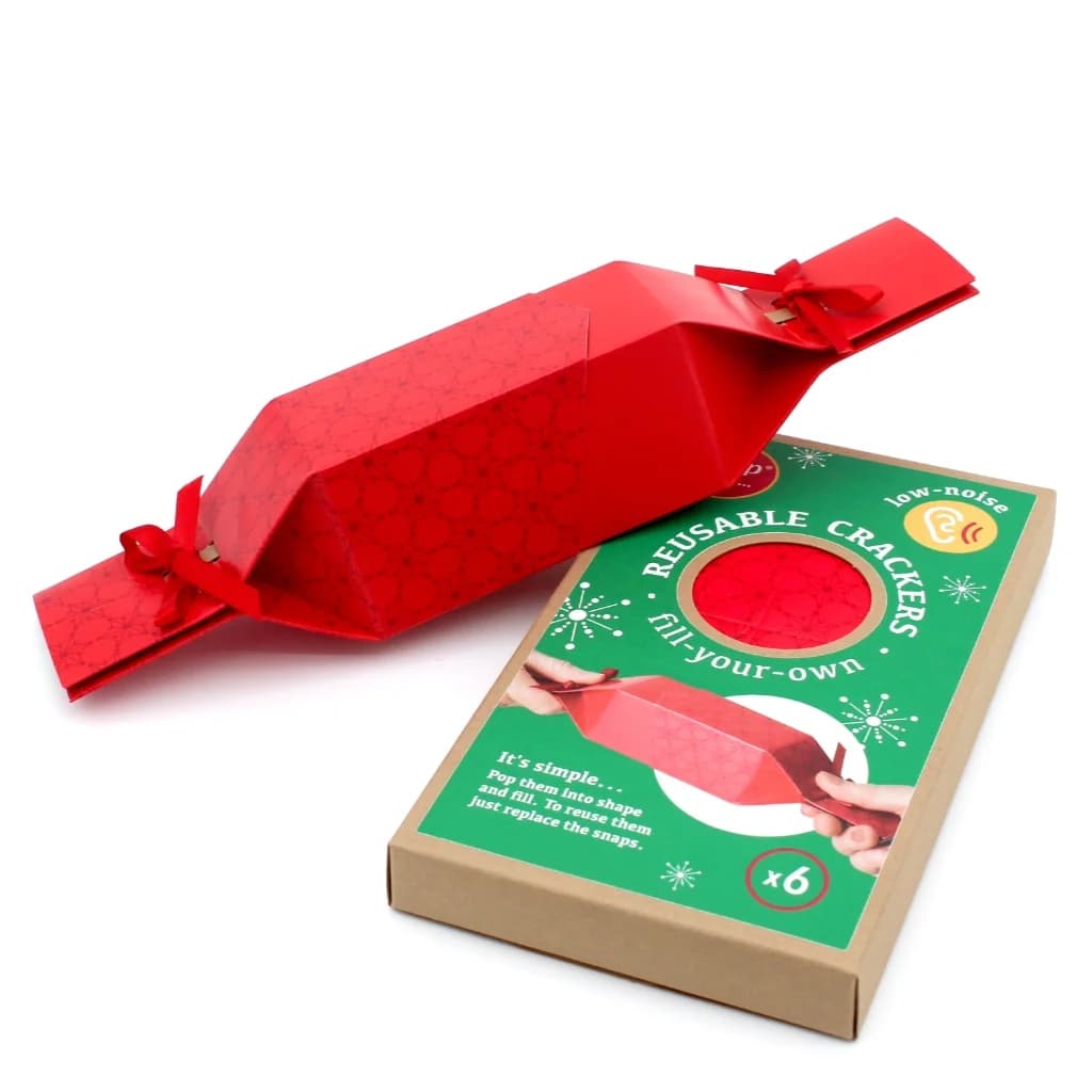 Six Reusable Crackers 'Red Christmas' design – image 1